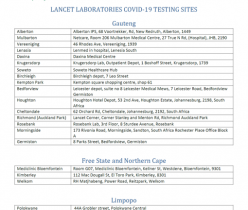 Lancet Laboratories COVID-19 Testing Sites in South Africa